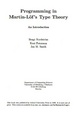 Cover of Programming in Martin-Lof's Type Theory