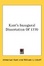 Cover of Kant's Inaugural Dissertation Of 1770