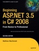 Cover of Beginning ASP.NET 3.5 in C# 2008