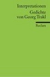 Cover of Gedichte von Georg Trakl. Interpretationen.