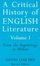 Cover of A Critical History of English Literature