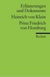 Cover of Prinz Friedrich Von Homburg 