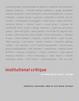 Cover of Institutional Critique