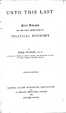 Cover of Unto This Last