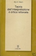 Cover of Teoria dell'interpretazione e critica letteraria
