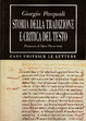 Cover of Storia della tradizione e critica del testo